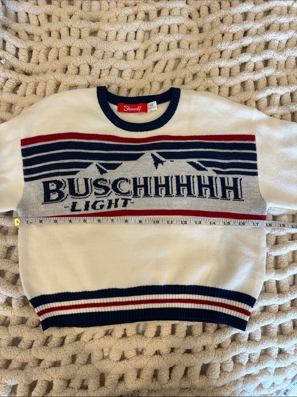 Busch Light Logo Cream Knit Sweater by - Picture 4 of 5